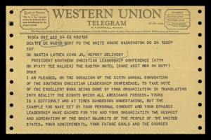 Telegram from President Kennedy to MLK