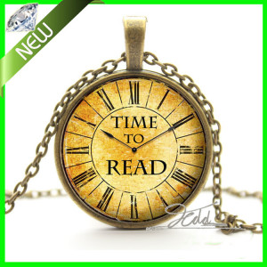 TIME-TO-READ-Vintage-Pendant-Necklace-Book-Lover-Quote-Jewelry-Gift ...