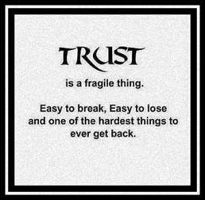 trust is a fragile thing easy to break easy to lose and one of the