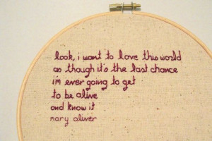Mary Oliver quote wall hanging, $20 from lauralynn on etsy.com