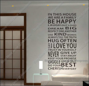 Family-House-Rules-3-Quote-Home-Decoration-Removable-Wall-Decal-Vinyl ...