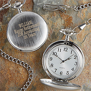 Retirement Engraved Silver Pocket Watch