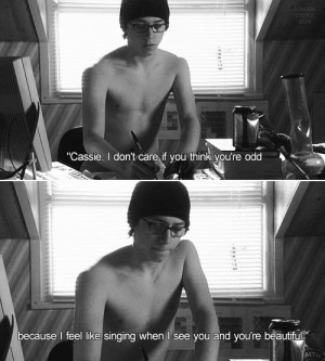 black and white, cassie, cute, love, quote, sid, skins, sweet, tv show