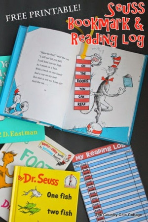 free printable seuss bookmark and reading log-003 Country Cottage Chic