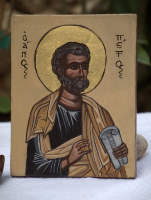 St. Peter- Apostle Simon Peter, handmade byzantine icon, russian greek ...