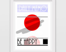 Be Happy Downloadable Printable Quo te, Geometric, Abstract Wall Print ...