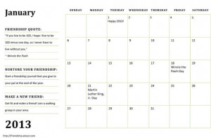 2013 Friendship Calendar - Printable Calendar