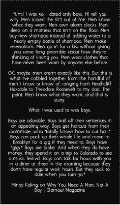 Men vs. boys: I feel like more ladies need to read this one... ;)