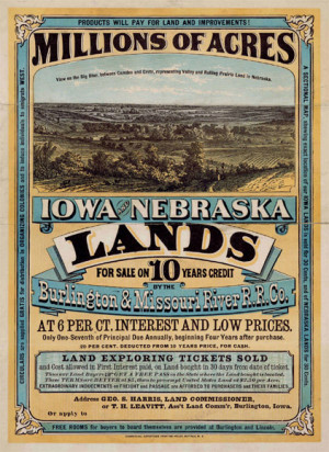 This poster alerted many to inexpensive land for sale in Iowa and ...