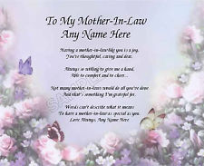 ... MOTHER IN LAW PERSONALIZED ART POEM MEMORY BIRTHDAY MOTHER'S DAY GIFT