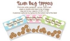 shower favor bag toppers! Fill baggies with cookies, candy or bath ...