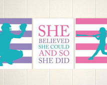 softball catcher , softball batter, personalized girls art, teen girl ...