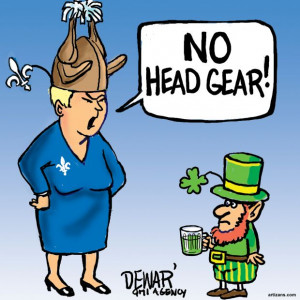 Pauline Marois doesn't allow leprechaun to wear headgear