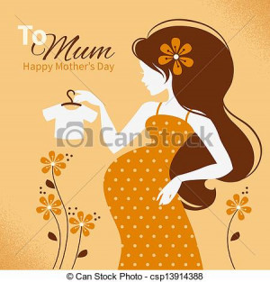 Vintage background with silhouette of beautiful pregnant woman. Cards ...
