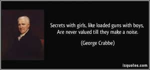 Secrets with girls, like loaded guns with boys, Are never valued till ...