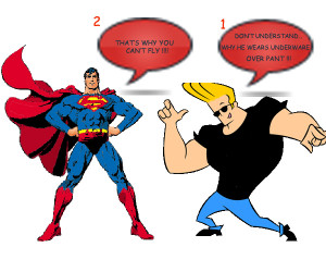 ... Lets read the discussion below between Johnny Bravo and Superman