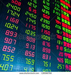 Display of Stock market quotes in China. - stock photo