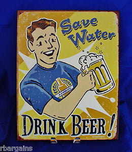 ... -DRINK-WATER-Funny-Quotes-Metal-Tin-Sign-Bar-Pub-Wall-Man-Cave-Decor