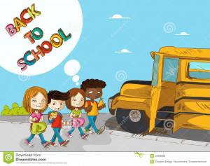 back-to-school-education-kids-walking-to-school-bu-cartoon-bus-text ...