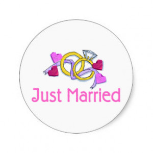 Just Married Rings Sticker