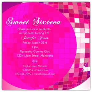 Disco Ball Pink Invitations Paperstyle Pictures