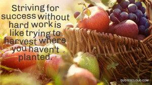 Striving for success without hard work is like trying to harvest where ...