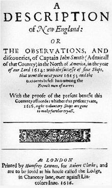 Title page of John Smith's A Description of New England (1616)