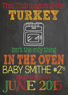Thanksgiving Pregnancy Announcement Personalized Chalkboard Printable