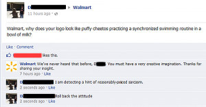 Funny Facebook Walmart Logo looks like cheetos practicing synchronized ...