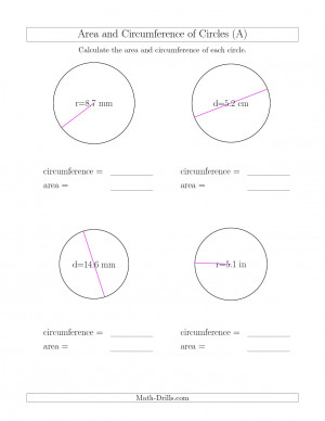 Calculate Circumference And Area Of Circle S