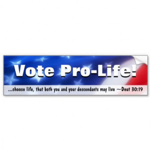Vote Pro-Life, Conservative Patriotic Car Bumper Sticker