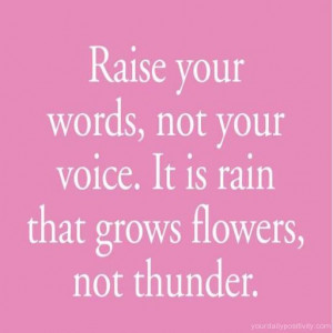 Quote #21 – Raise your words, not your voice. It is rain that grows ...