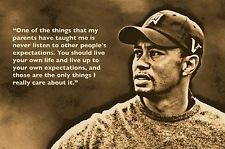GOLF GREAT TIGER WOODS photo quote poster INSPIRATIONAL unique 24X36 ...