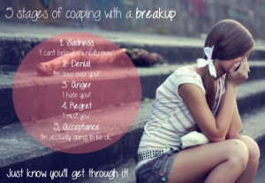 coaping with a breakup:1. sadness: 'I cant, believe it's really over ...