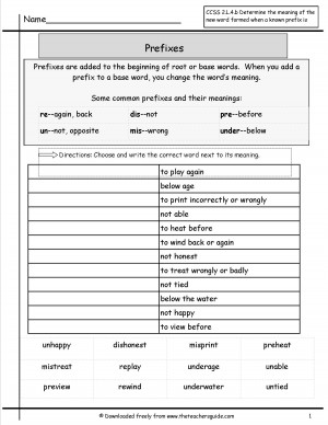 Prefix And Suffix Meanings Worksheets