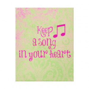 Vintage Damask Paper with Song in your Heart Quote Gallery Wrapped ...