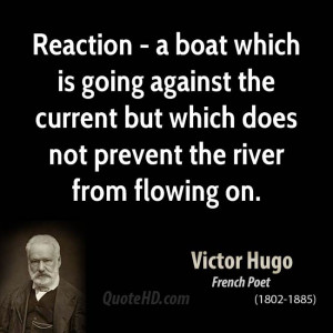 Reaction - a boat which is going against the current but which does ...