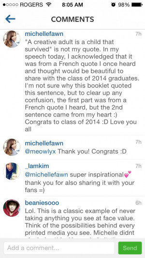 Her response to the plagiarized quote issue (EM cosmetics Instagram):