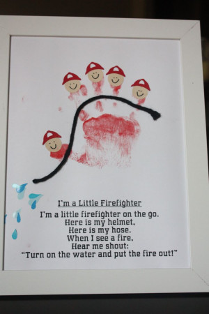 fire truck party handprint craft - this is so cute! I am using it for ...