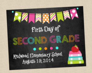 ... First Day of School PRINTABLE Digital Sign- Chalkboard, First Grade