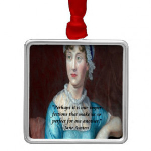 Jane Austen & Our Imperfection Quotes Square Metal Christmas Ornament