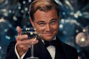 Leonardo DiCaprio raises a glass in Baz Luhrmann's 
