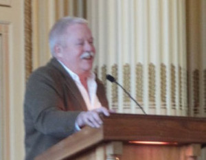 Armistead Maupin speaking at Nottingham Council House, 27 Nov 2010.