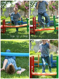 Pool Noodle Backyard Obstacle Course - Great, easy idea for outdoor ...