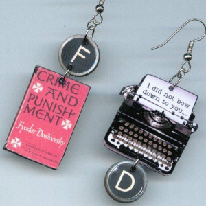 Crime and Punishment Earrings Dostoevsky Quote TYPEWRITER keys ...
