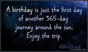 Happy Birthday. 365 day journey quote