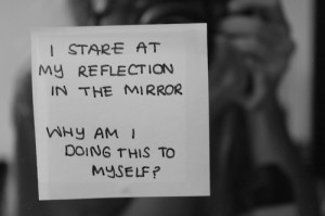 Black and White life text depressed myself quotes fat mirror self ...
