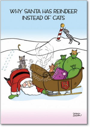 Reindeer Cats Humor Photo Christmas Paper Card Nobleworks