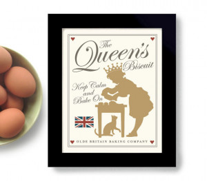 British Baking Art Bakers Gift Kitchen Art Queen of England English ...
