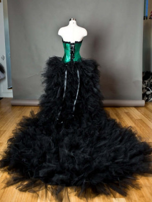 Gothic Black Corset Wedding Dresses